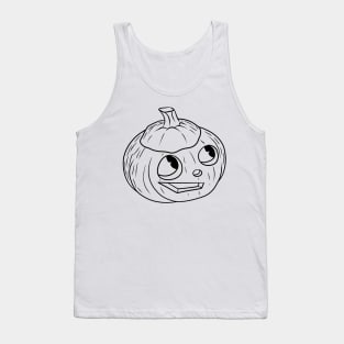 Cute Happy Halloween Black Line Jack O' Lantern Tank Top